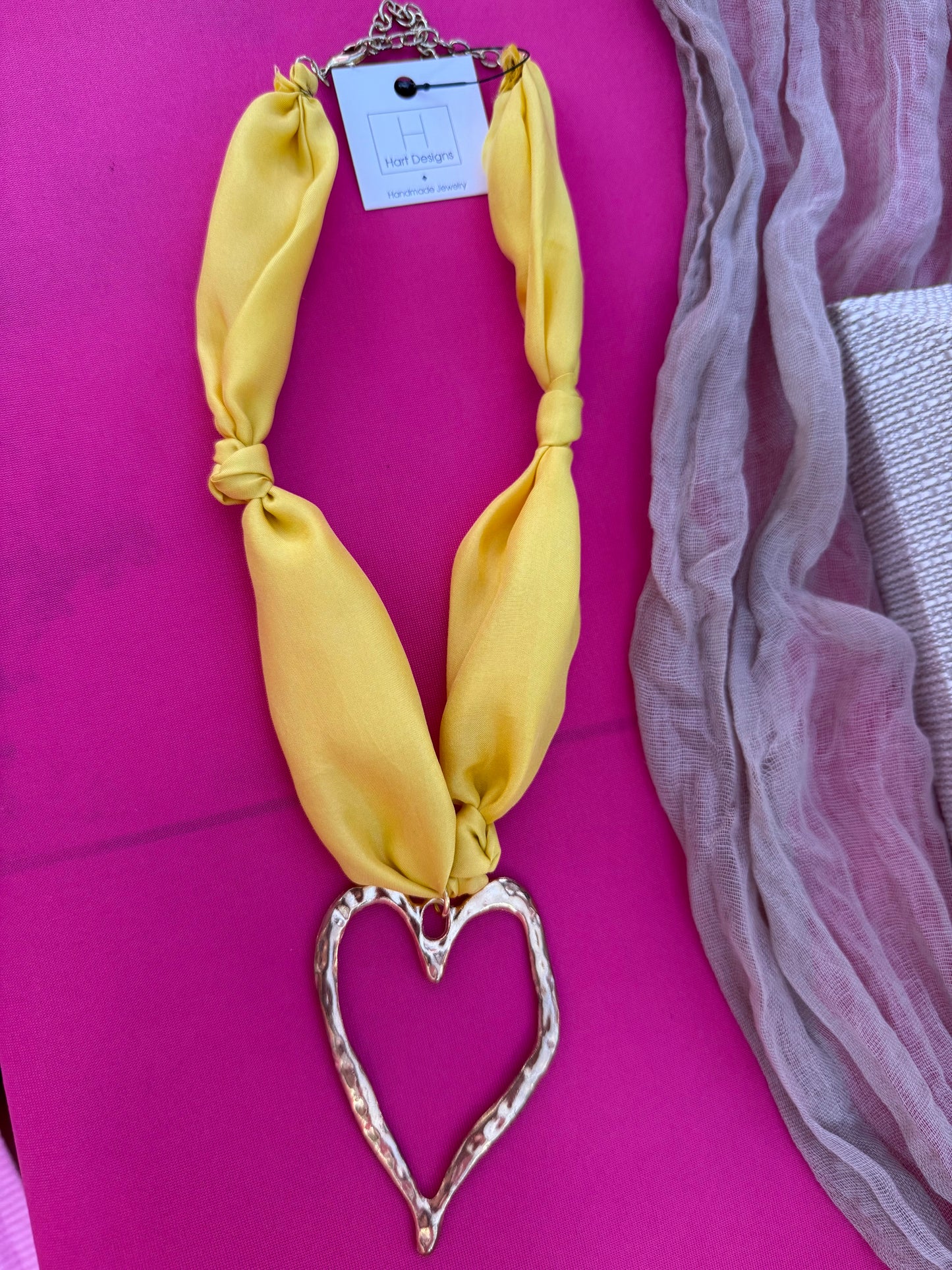 Yellow Heart Scarf Necklace