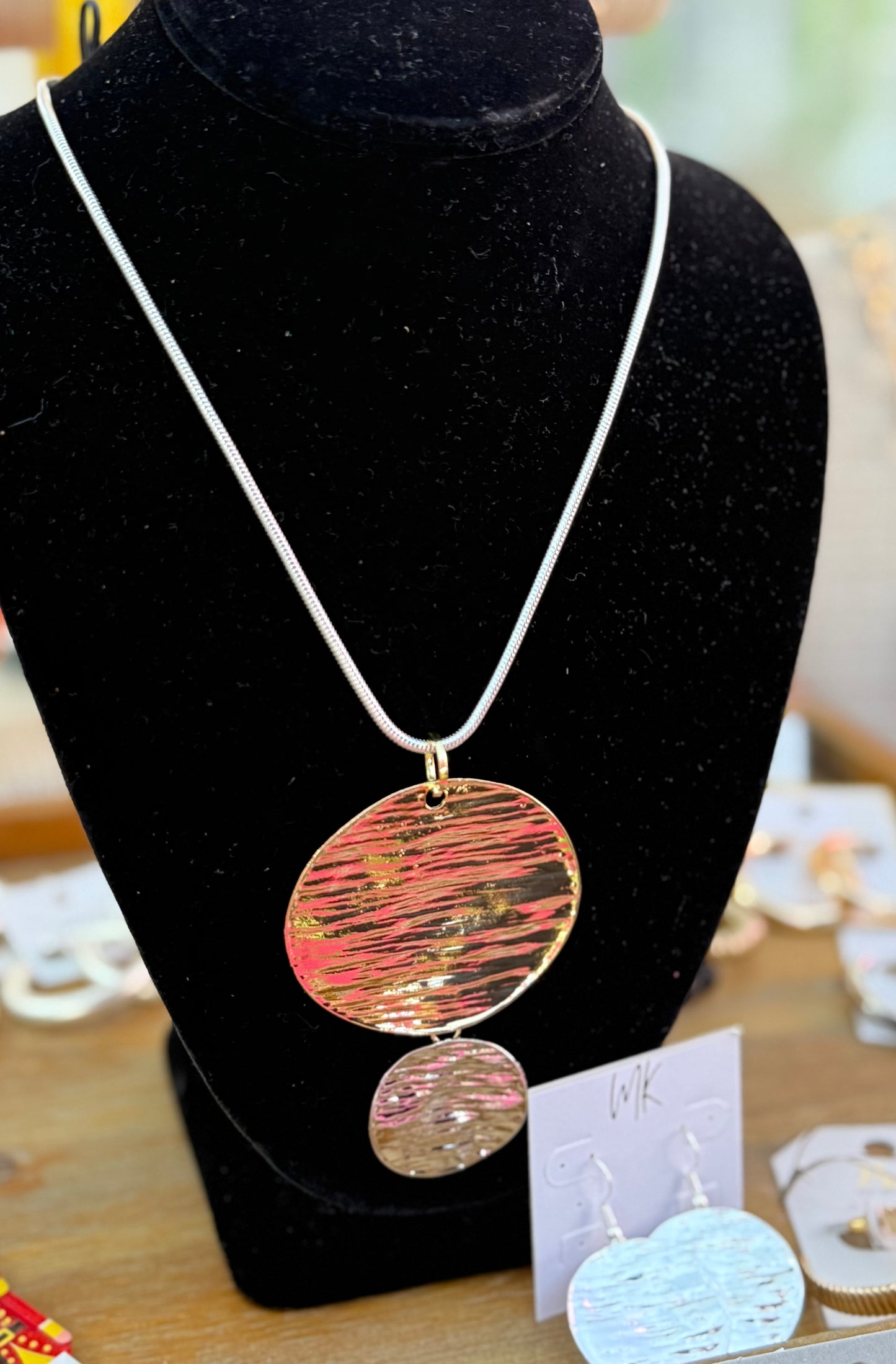 Textured Double Circle Necklace Set