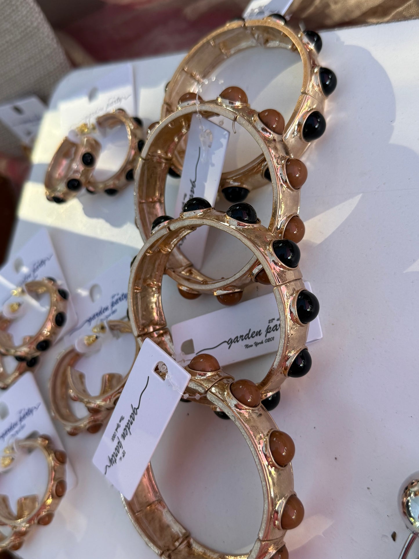 Beaded Stretch Bangle- Black