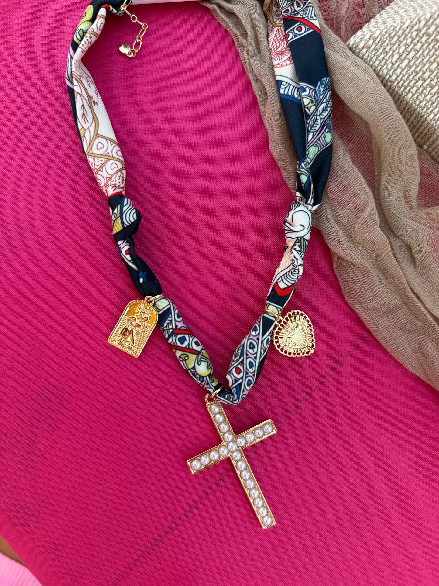 Cross Scarf Necklace