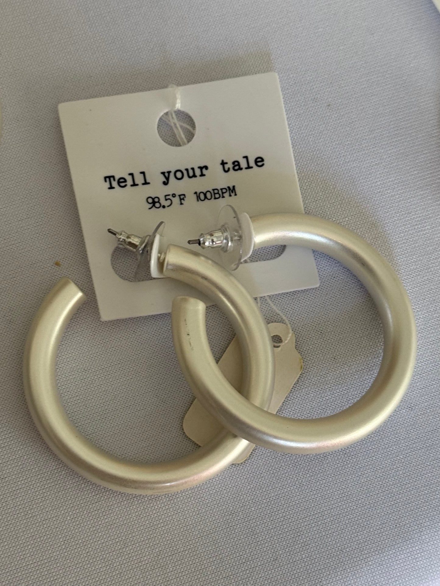 Brushed Silver Half Hoops