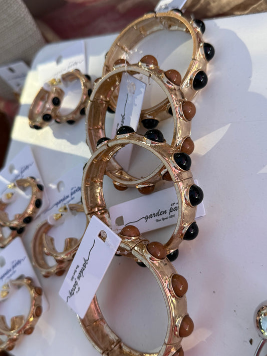 Beaded Stretch Bangle- Black